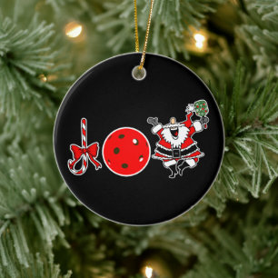 Pickleball Christmas Joy Santa Paddle Red Ball Keramik Ornament