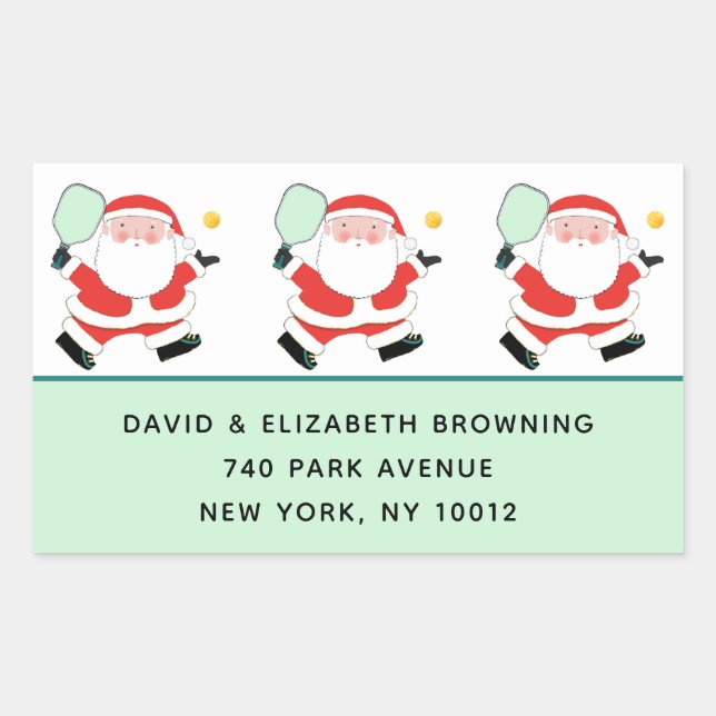 Pickleball Christmas Labels Rechteckiger Aufkleber (Vorderseite)