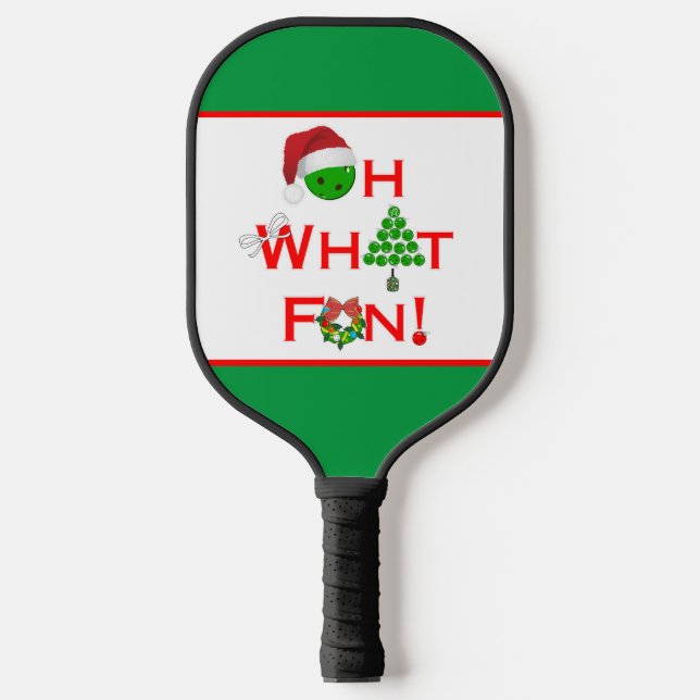 Pickleball Christmas Oh, was Spaß Red Green weiß Pickleball Schläger (Vorderseite)