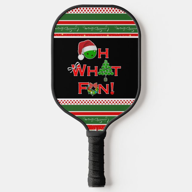Pickleball Christmas Oh, was Spaß Red Green weiß Schläger (Vorderseite)