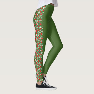 Pickleball Christmas Red Green Snowflakes Ho Ho Ho Leggings
