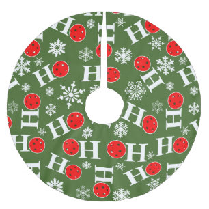Pickleball Christmas Red Green Snowflakes Ho Ho Ho Polyester Weihnachtsbaumdecke