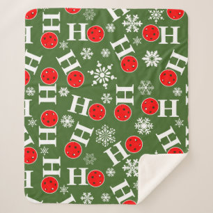 Pickleball Christmas Red Green Snowflakes Ho Ho Ho Sherpadecke