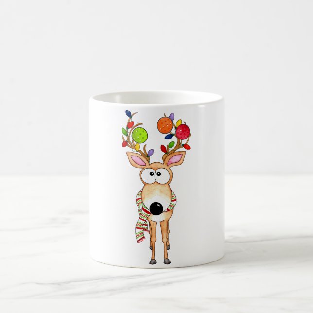 Pickleball Christmas Reindeer Kaffeetasse (Mittel)