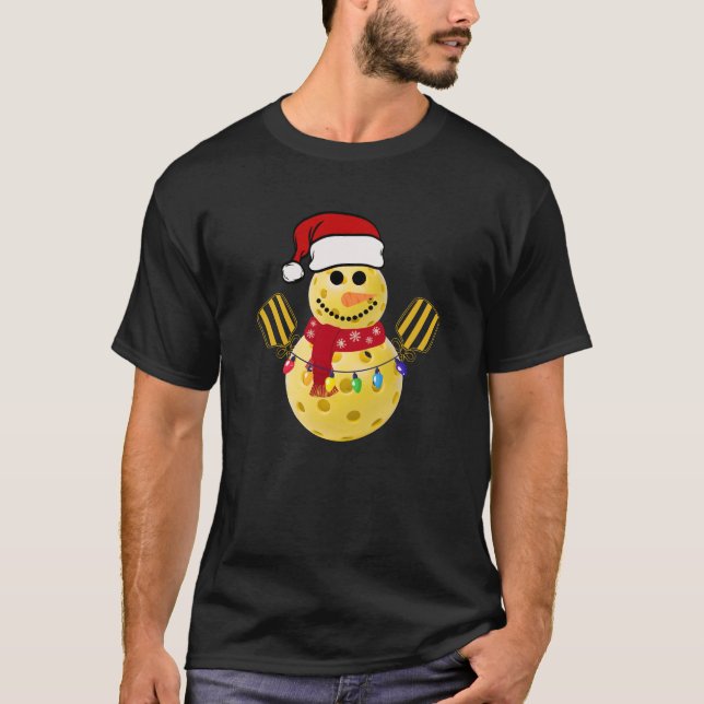 Pickleball Christmas Snowman Funny T-Shirt Gift (Vorderseite)