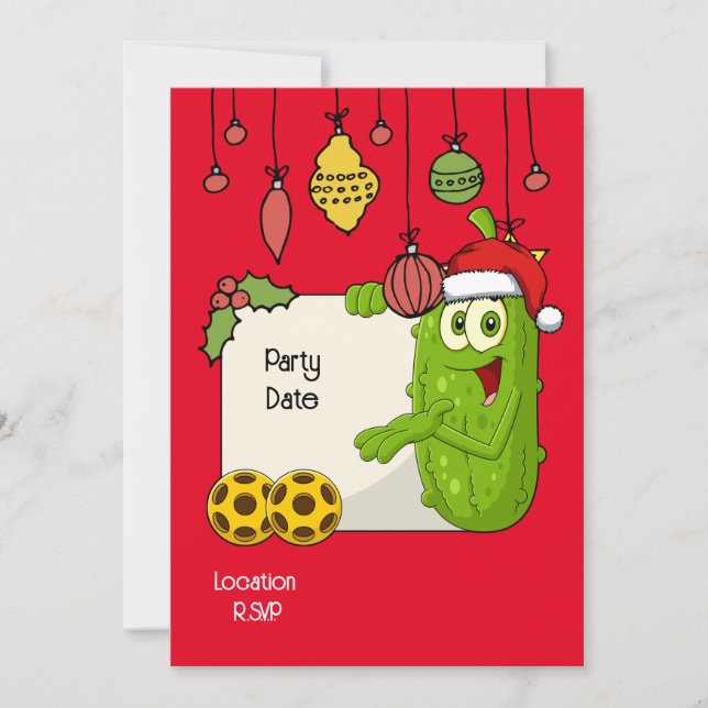 Pickleball Christmas Thema Einladung (Vorderseite)