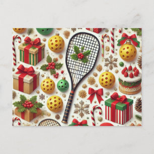 Pickleball Christmas Thema Feiertagspostkarte