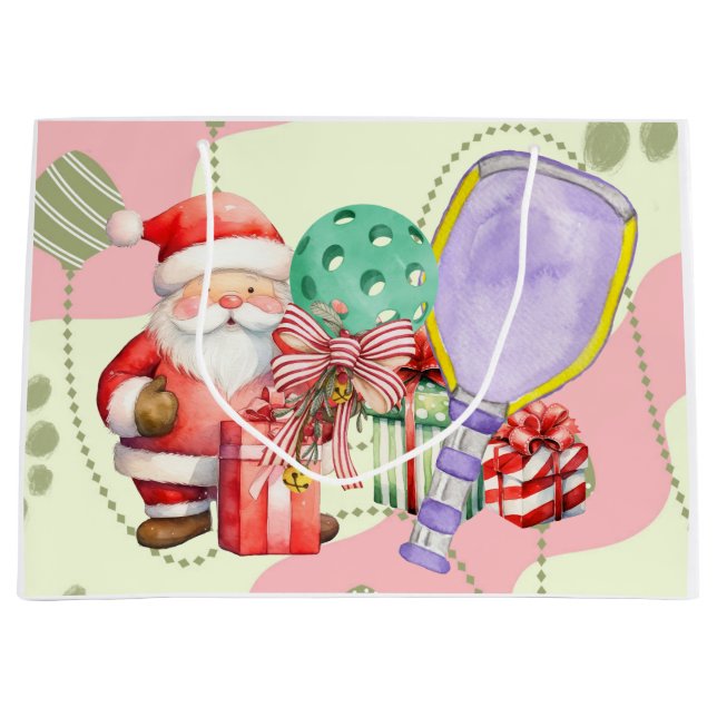 Pickleball Christmas Thema Große Geschenktüte (Vorderseite)