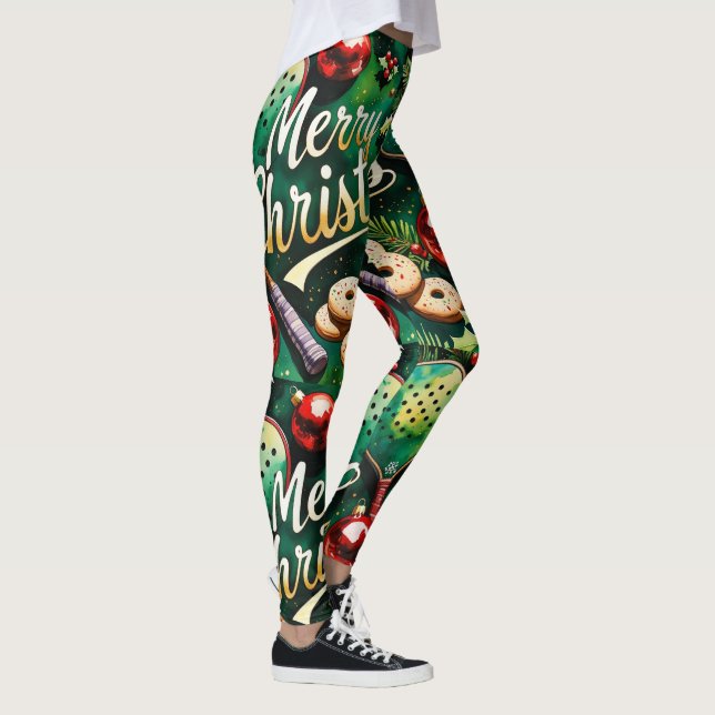 Pickleball Christmas Thema Leggings (Rechts)