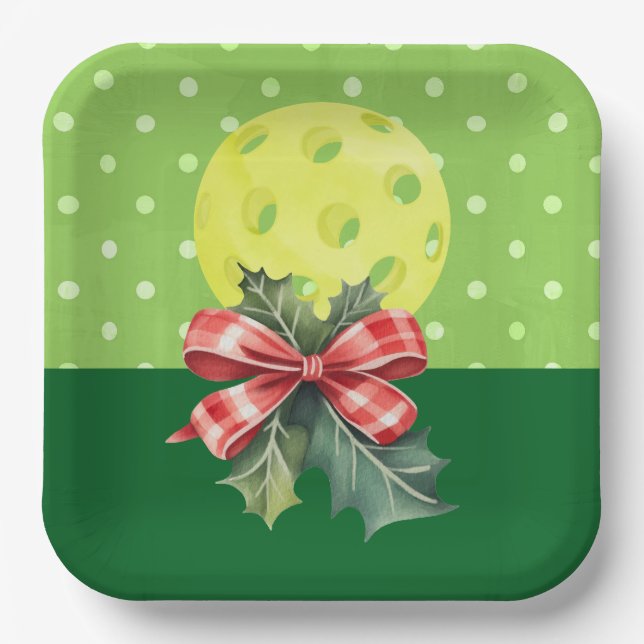 Pickleball Christmas Thema Pappteller (Vorderseite)