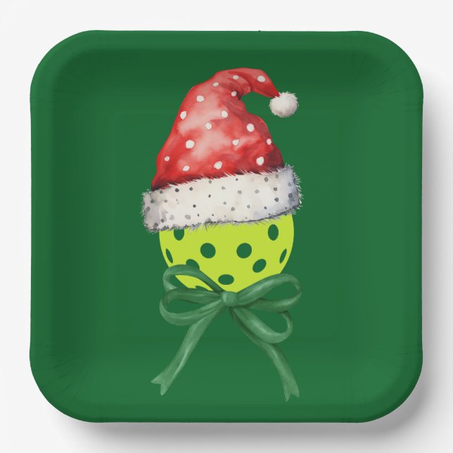 Pickleball Christmas Thema Pappteller (Vorderseite)
