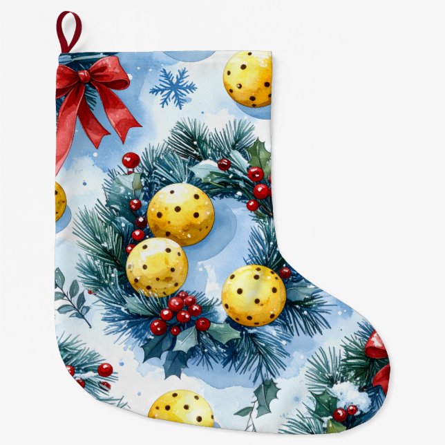 Pickleball Christmas themed Großer Weihnachtsstrumpf (Vorderseite)
