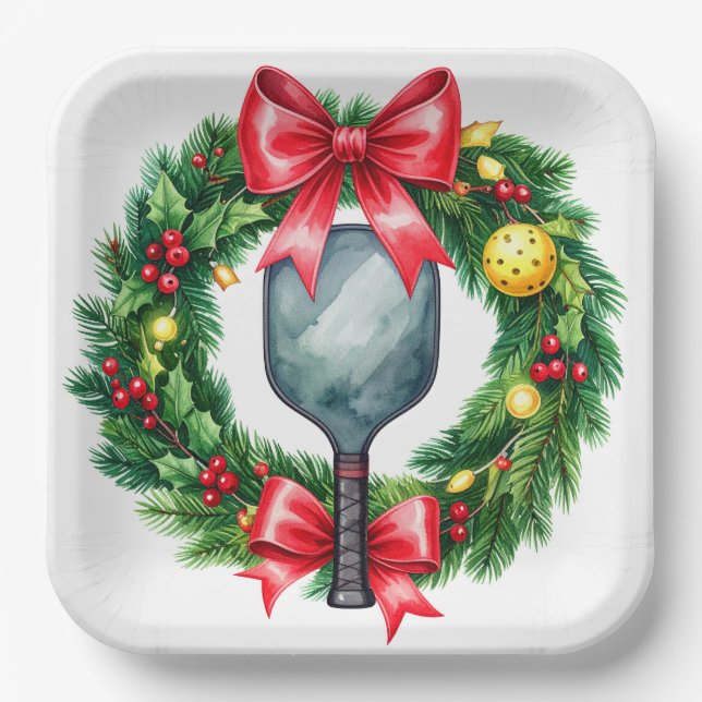 Pickleball Christmas themed  Pappteller (Vorderseite)