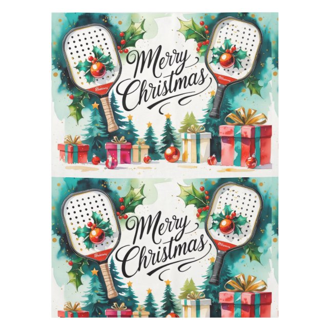 Pickleball Christmas Themed Tischdecke (Vorderseite)