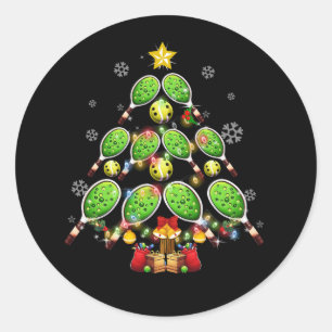 Pickleball Christmas Tree Dink Pickle Ball Player Runder Aufkleber