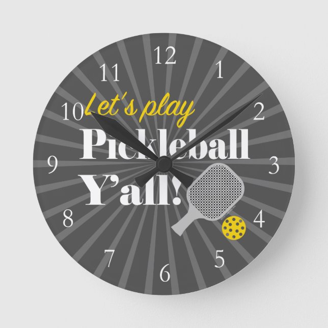 Pickleball Clock Let's Play Funny Gift for Player Runde Wanduhr (Vorderseite)
