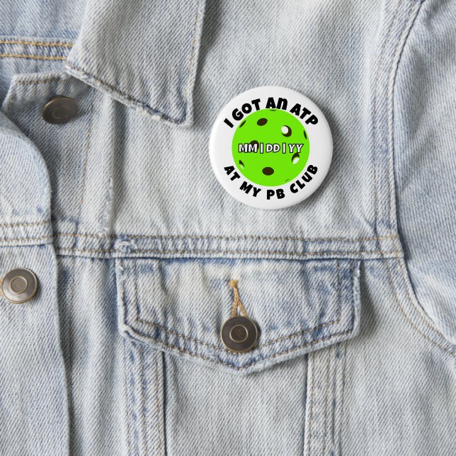 Pickleball Club ATP Bright Green Personalized Button (Beispiel)