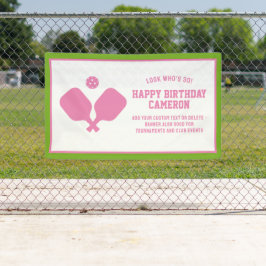 Pickleball Club Party Paddle Pink Green Custom Banner