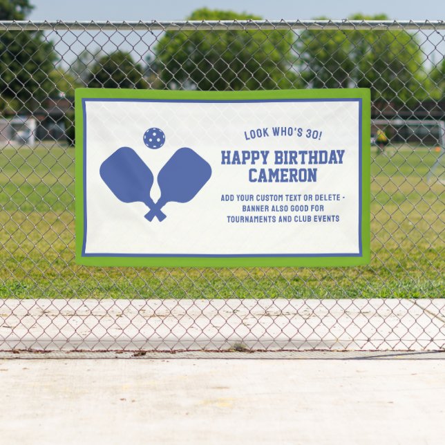 Pickleball Club Party Paddles Blue Green Custom Banner (Insitu)