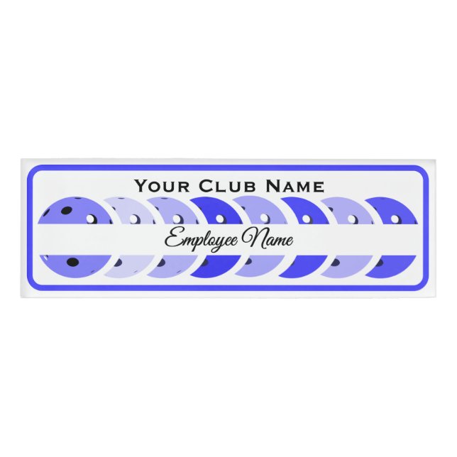 Pickleball Club Personalized Employee Blue Balls Namenschild (Vorderseite)
