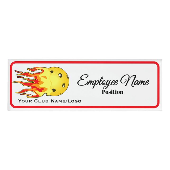 Pickleball Club Personalized Logo Employee  Namenschild (Vorderseite)