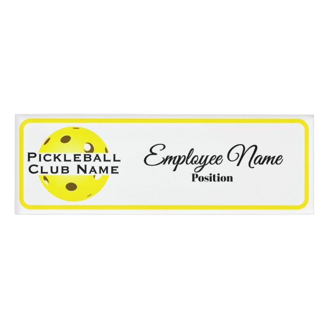 Pickleball Club Personalized Staff Yellow Ball Namenschild (Vorderseite)