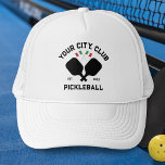 Pickleball Club Team Italian Flag Pickler Gift Truckerkappe<br><div class="desc">Standout on the pickleball court in this super cool hat featuring crossed pickleball paddles, crossed Italian flags and your custom text. Easily change the wording to include your pickleball club name, team name, city/location or any wording of your choice. Also change the font and graphic colors - just click edit/personalize....</div>