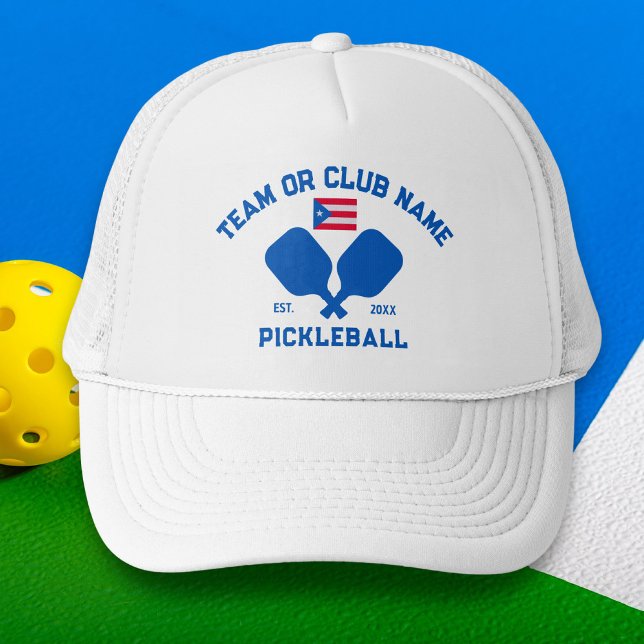 Pickleball Club Team Name Puerto Rico Flag Custom Truckerkappe (Von Creator hochgeladen)