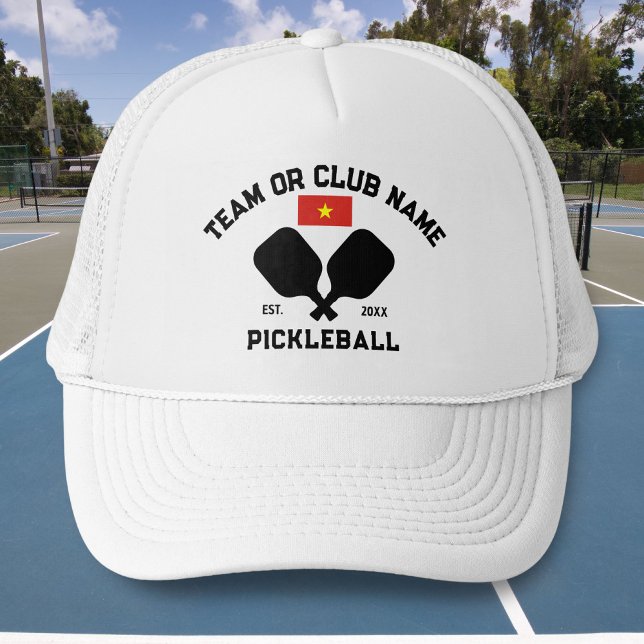 Pickleball Club Team Name Vietnamese Vietnam Flag Truckerkappe (Von Creator hochgeladen)