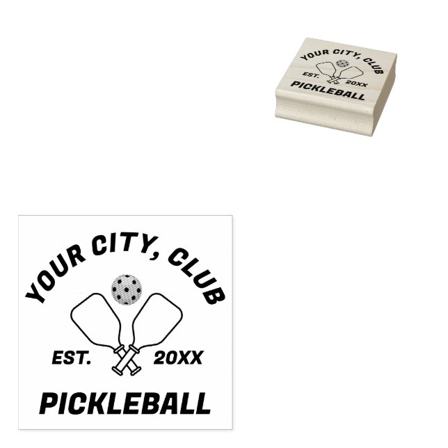 Pickleball Club Team Paddles & Ball Personalisiert Gummistempel (Stempel)
