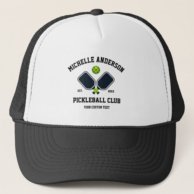 Pickleball Club Team Paddles & Ball Personalisiert Truckerkappe (Vorderseite)