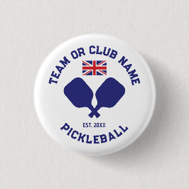 Pickleball Club Team UK United Kingdom Flag Custom Button
