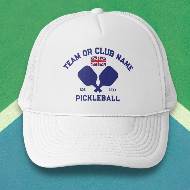Pickleball Club Team UK United Kingdom Flag Custom Truckerkappe (Von Creator hochgeladen)