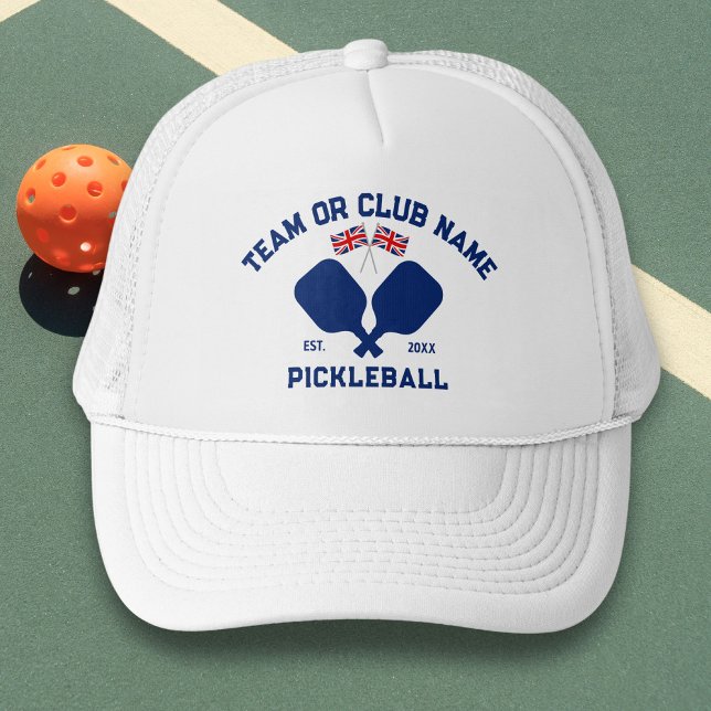 Pickleball Club Team UK United Kingdom Flag Custom Truckerkappe (Von Creator hochgeladen)