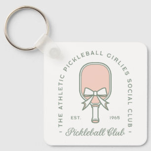 Pickleball Clubmädchen in rosa und grüner Ästhetik Schlüsselanhänger