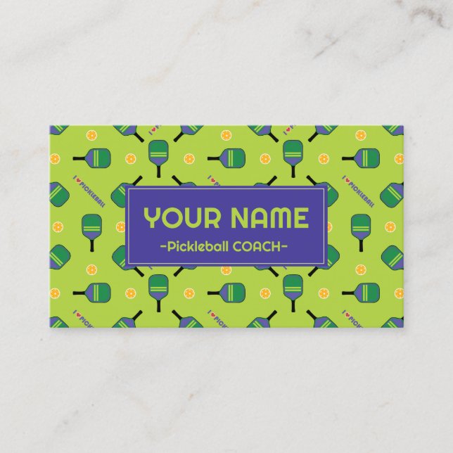 Pickleball Coach - I Liebe Pickleball frisch grün Visitenkarte (Vorderseite)