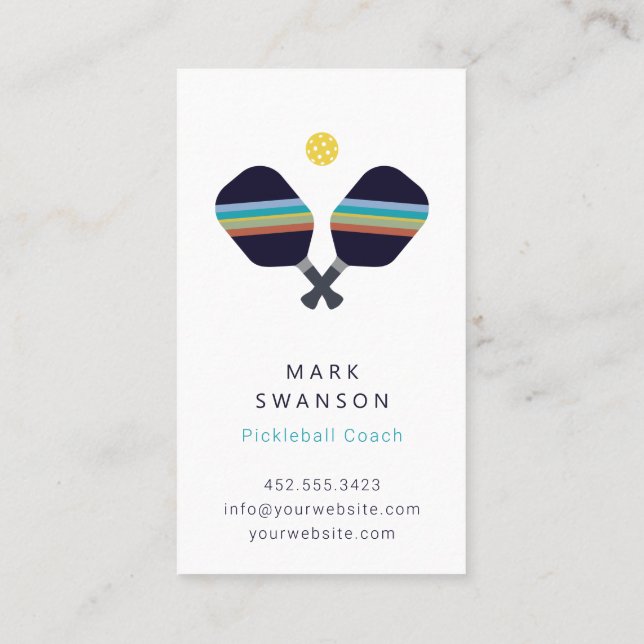 Pickleball Coach + Personal Trainer Business Card Visitenkarte (Rückseite)