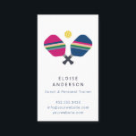 Pickleball Coach   Personal Trainer Business Card Visitenkarte<br><div class="desc">Diese Visitenkarte mit einem lebendigen Pickleball-Muster mit gestreiften Paddeln und dem Wort "dink" ist eine moderne und lustige Art,  eine Aussage zu machen. Ideal für Trainer und Personal Trainer. Text ist anpassbar. Teil einer Sammlung von Parcel Studios.</div>