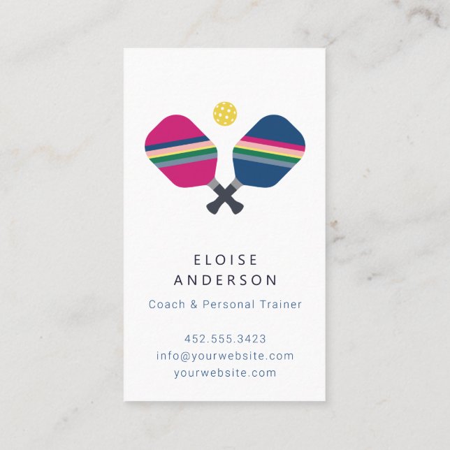 Pickleball Coach + Personal Trainer Business Card Visitenkarte (Rückseite)