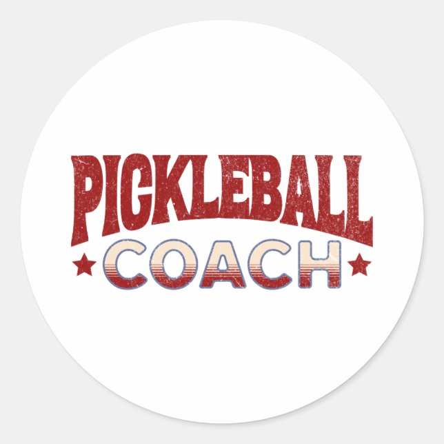 Pickleball Coach Runder Aufkleber (Vorderseite)