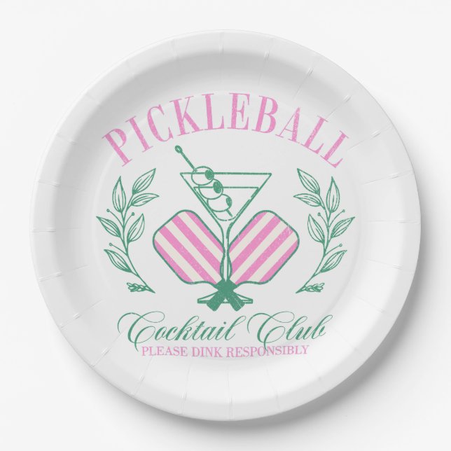 Pickleball Cocktail Club Pappteller (Vorderseite)