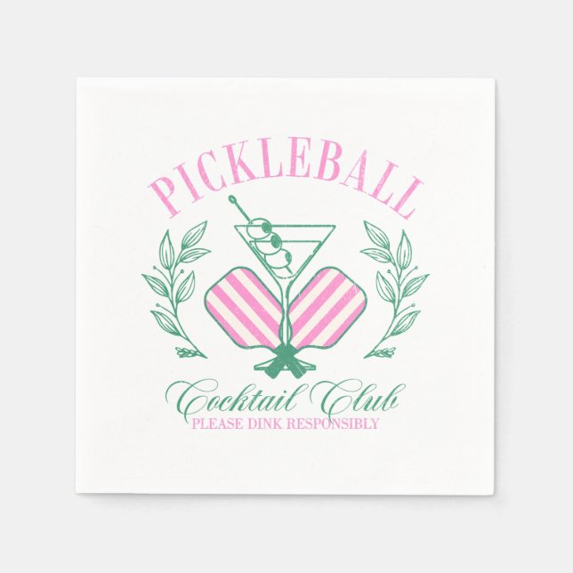 Pickleball Cocktail Club Serviette (Vorderseite)