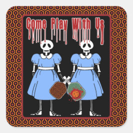 Pickleball Come Play mit Uns Horror Movie Twins Quadratischer Aufkleber