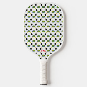 Pickleball Comic Superhero Initials Sportspiel Schläger