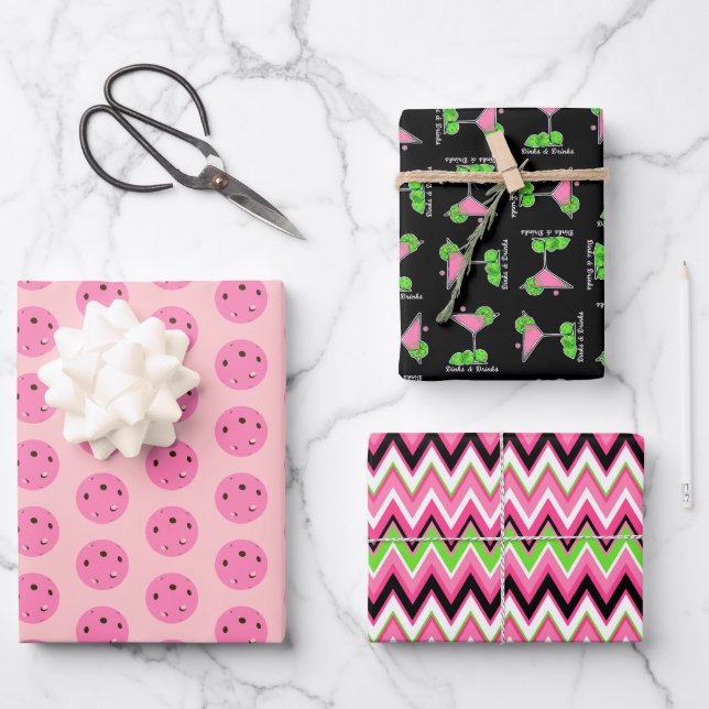 Pickleball Cosmo Cocktail Getränke & Drinks Geschenkpapier Set (Vorderseite)