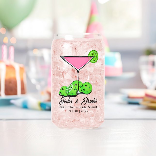 Pickleball Cosmo Dinks & Drinks Personalisiert Dosenglas (Insitu (Geburtstag))