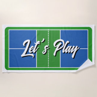 Pickleball Court Blue Green Personalized Strandtuch