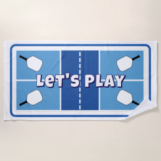 Pickleball Court Carolina Blue Personalized Strandtuch