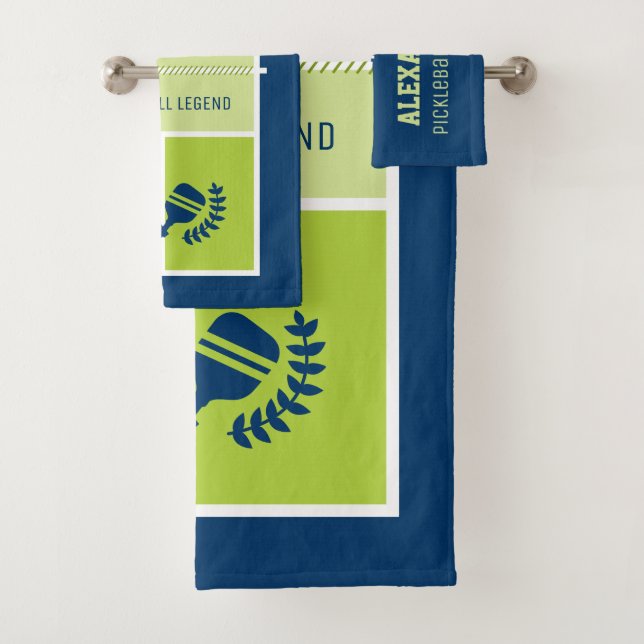 Pickleball Court mit benutzerdefiniertem Text Badhandtuch Set (Insitu)