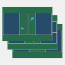 Pickleball Court Racket Sport Geschenkpapier Set